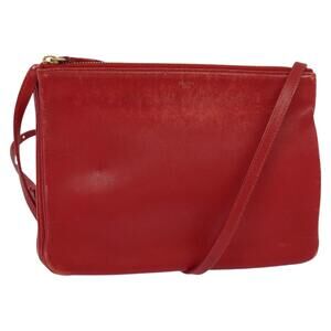 CELINE Trio Small Shoulder Bag Leather Red Gold